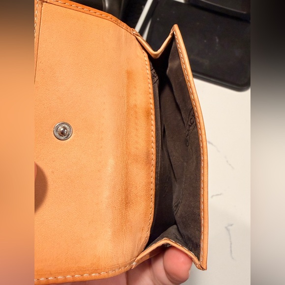 Coach Vintage Trifold Wallet Signature Canvas Vachetta Leather - Picture 8 of 9